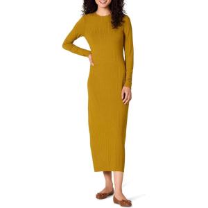 imageAmazon Essentials Womens Wide Rib Open Back Long Sleeve Dress Previously Daily RitualBrown