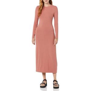imageAmazon Essentials Womens Wide Rib Open Back Long Sleeve Dress Previously Daily RitualTerracotta
