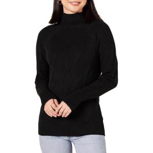 imageAmazon Essentials Womens Winter LongSleeve Sweater Soft Touch Funnel Neck Cable KnitBlack
