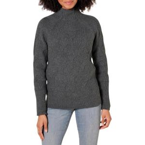 imageAmazon Essentials Womens Winter LongSleeve Sweater Soft Touch Funnel Neck Cable KnitCharcoal Heather
