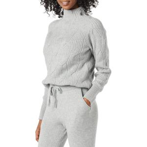 imageAmazon Essentials Womens Winter LongSleeve Sweater Soft Touch Funnel Neck Cable KnitGrey Heather
