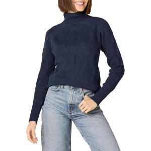 imageAmazon Essentials Womens Winter LongSleeve Sweater Soft Touch Funnel Neck Cable KnitNavy