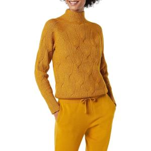 imageAmazon Essentials Womens Winter LongSleeve Sweater Soft Touch Funnel Neck Cable KnitTobacco Brown