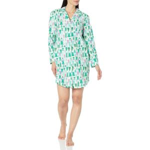 imageAmazon Essentials Womens Woven Flannel Notch Collar Nightgown Available in Plus SizeEcru Festive Tree