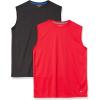 imageAmazon Essentials Mens Active Performance Tech Muscle Tank Pack of 2BlackRed