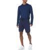 imageAmazon Essentials Mens Active Quick Dry Tech Stretch LongSleeve Hooded Pullover TShirtNavy Space Dye