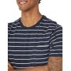 imageAmazon Essentials Mens TShirts ShortSleeve Crewneck Pocket Cotton 2PackGrey HeatherNavy Stripe