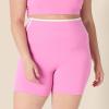 imageAmazon Essentials Womens Active FormFlex Buttery Soft High Waist 6quot Biker Shorts with Contrast TrimFlamingo PinkWhite