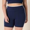 imageAmazon Essentials Womens Active FormFlex Buttery Soft High Waist 6quot Biker Shorts with Contrast TrimNavyWhite