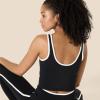 imageAmazon Essentials Womens Active FormFlex Buttery Soft Light Support Crop Tank with Bra and Contrast TrimBlackWhite