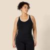 imageAmazon Essentials Womens Active FormFlex Buttery Soft Light Support Crop Tank with Bra and Contrast TrimBlackWhite
