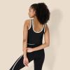 imageAmazon Essentials Womens Active FormFlex Buttery Soft Light Support Crop Tank with Bra and Contrast TrimBlackWhite
