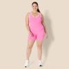 imageAmazon Essentials Womens Active FormFlex Buttery Soft Light Support Crop Tank with Bra and Contrast TrimFlamingo PinkWhite