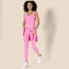 imageAmazon Essentials Womens Active FormFlex Buttery Soft Light Support Crop Tank with Bra and Contrast TrimFlamingo PinkWhite