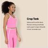 imageAmazon Essentials Womens Active FormFlex Buttery Soft Light Support Crop Tank with Bra and Contrast TrimFlamingo PinkWhite