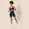 imageAmazon Essentials Womens Active FormFlex Buttery Soft Light Support Crop Tank with Bra and Contrast TrimNavyWhite