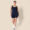 imageAmazon Essentials Womens Active FormFlex Buttery Soft Light Support Crop Tank with Bra and Contrast TrimNavyWhite