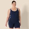 imageAmazon Essentials Womens Active FormFlex Buttery Soft Light Support Crop Tank with Bra and Contrast TrimNavyWhite