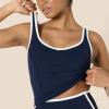 imageAmazon Essentials Womens Active FormFlex Buttery Soft Light Support Crop Tank with Bra and Contrast TrimNavyWhite