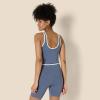 imageAmazon Essentials Womens Active FormFlex Buttery Soft Light Support Crop Tank with Bra and Contrast TrimSlate GreyWhite