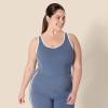 imageAmazon Essentials Womens Active FormFlex Buttery Soft Light Support Crop Tank with Bra and Contrast TrimSlate GreyWhite