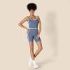 imageAmazon Essentials Womens Active FormFlex Buttery Soft Light Support Crop Tank with Bra and Contrast TrimSlate GreyWhite