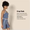 imageAmazon Essentials Womens Active FormFlex Buttery Soft Light Support Crop Tank with Bra and Contrast TrimSlate GreyWhite