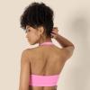 imageAmazon Essentials Womens Active FormFlex Buttery Soft Light Support Halter VNeck Sports BraPink