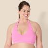 imageAmazon Essentials Womens Active FormFlex Buttery Soft Light Support Halter VNeck Sports BraPink
