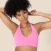 imageAmazon Essentials Womens Active FormFlex Buttery Soft Light Support Halter VNeck Sports BraPink