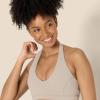 imageAmazon Essentials Womens Active FormFlex Buttery Soft Light Support Halter VNeck Sports BraTaupe