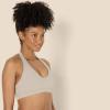 imageAmazon Essentials Womens Active FormFlex Buttery Soft Light Support Halter VNeck Sports BraTaupe