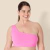 imageAmazon Essentials Womens Active FormFlex Buttery Soft Light Support One Shoulder Strappy Back Sports BraFlamingo Pink