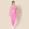 imageAmazon Essentials Womens Active FormFlex Buttery Soft Light Support One Shoulder Strappy Back Sports BraFlamingo Pink
