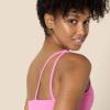 imageAmazon Essentials Womens Active FormFlex Buttery Soft Light Support One Shoulder Strappy Back Sports BraFlamingo Pink