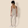 imageAmazon Essentials Womens Active Formflex Buttery Soft One Piece Full Length Leggings Jumpsuit with BuiltIn BraTaupe