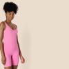 imageAmazon Essentials Womens Active Formflex Buttery Soft One Piece Shorts Romper Jumpsuit with BuiltIn BraPink
