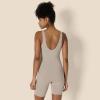 imageAmazon Essentials Womens Active Formflex Buttery Soft One Piece Shorts Romper Jumpsuit with BuiltIn BraTaupe