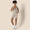 imageAmazon Essentials Womens Active Formflex Buttery Soft One Piece Shorts Romper Jumpsuit with BuiltIn BraTaupe
