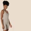 imageAmazon Essentials Womens Active Formflex Buttery Soft One Piece Shorts Romper Jumpsuit with BuiltIn BraTaupe