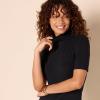 imageAmazon Essentials Womens Cotton Modal Draped Puff Sleeve TurtleneckBlack