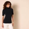 imageAmazon Essentials Womens Cotton Modal Draped Puff Sleeve TurtleneckBlack