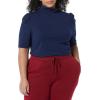 imageAmazon Essentials Womens Cotton Modal Draped Puff Sleeve TurtleneckNavy