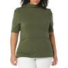 imageAmazon Essentials Womens Cotton Modal Draped Puff Sleeve TurtleneckOlive