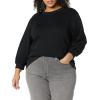 imageAmazon Essentials Womens French Terry Fleece Crewneck Sweatshirt with Sleeve DetailBlack