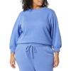 imageAmazon Essentials Womens French Terry Fleece Crewneck Sweatshirt with Sleeve DetailBlue