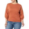 imageAmazon Essentials Womens French Terry Fleece Crewneck Sweatshirt with Sleeve DetailCaramel