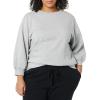 imageAmazon Essentials Womens French Terry Fleece Crewneck Sweatshirt with Sleeve DetailGrey Heather