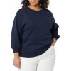 imageAmazon Essentials Womens French Terry Fleece Crewneck Sweatshirt with Sleeve DetailNavy