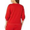 imageAmazon Essentials Womens French Terry Fleece Crewneck Sweatshirt with Sleeve DetailRed